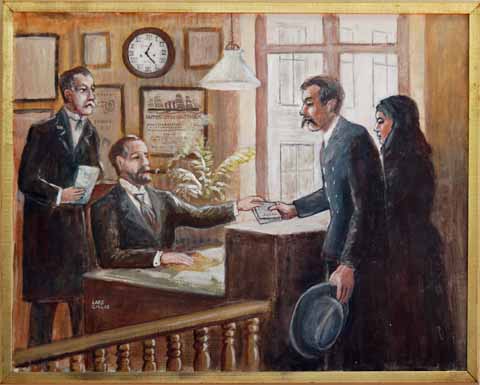 Sammlung der Malereien Lars Gillis zum Thema Emigranterna Emigranternas Hus in Göteborg